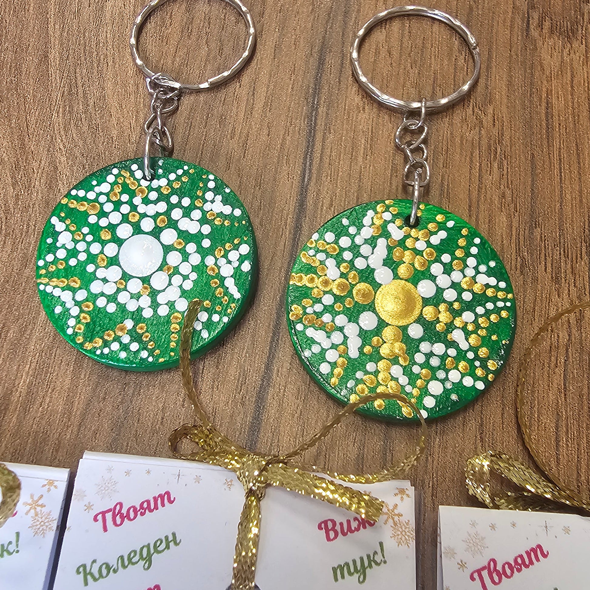 Ръчно рисуван ключодържател с Коледен късмет