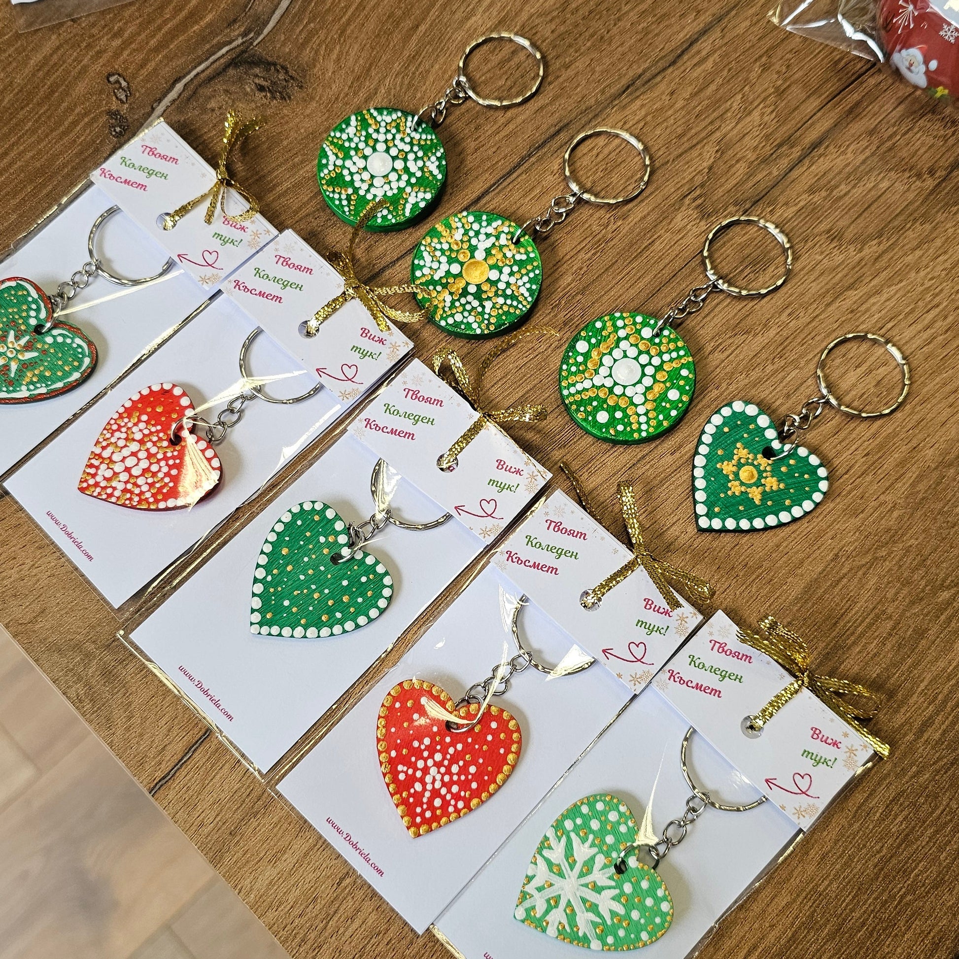 Ръчно рисуван ключодържател с Коледен късмет