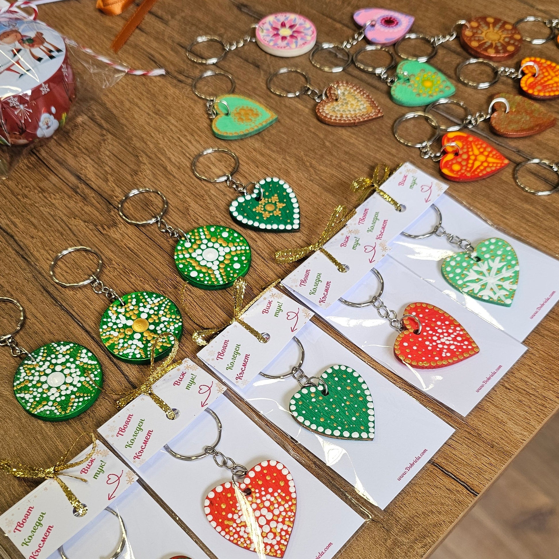 Ръчно рисуван ключодържател с Коледен късмет