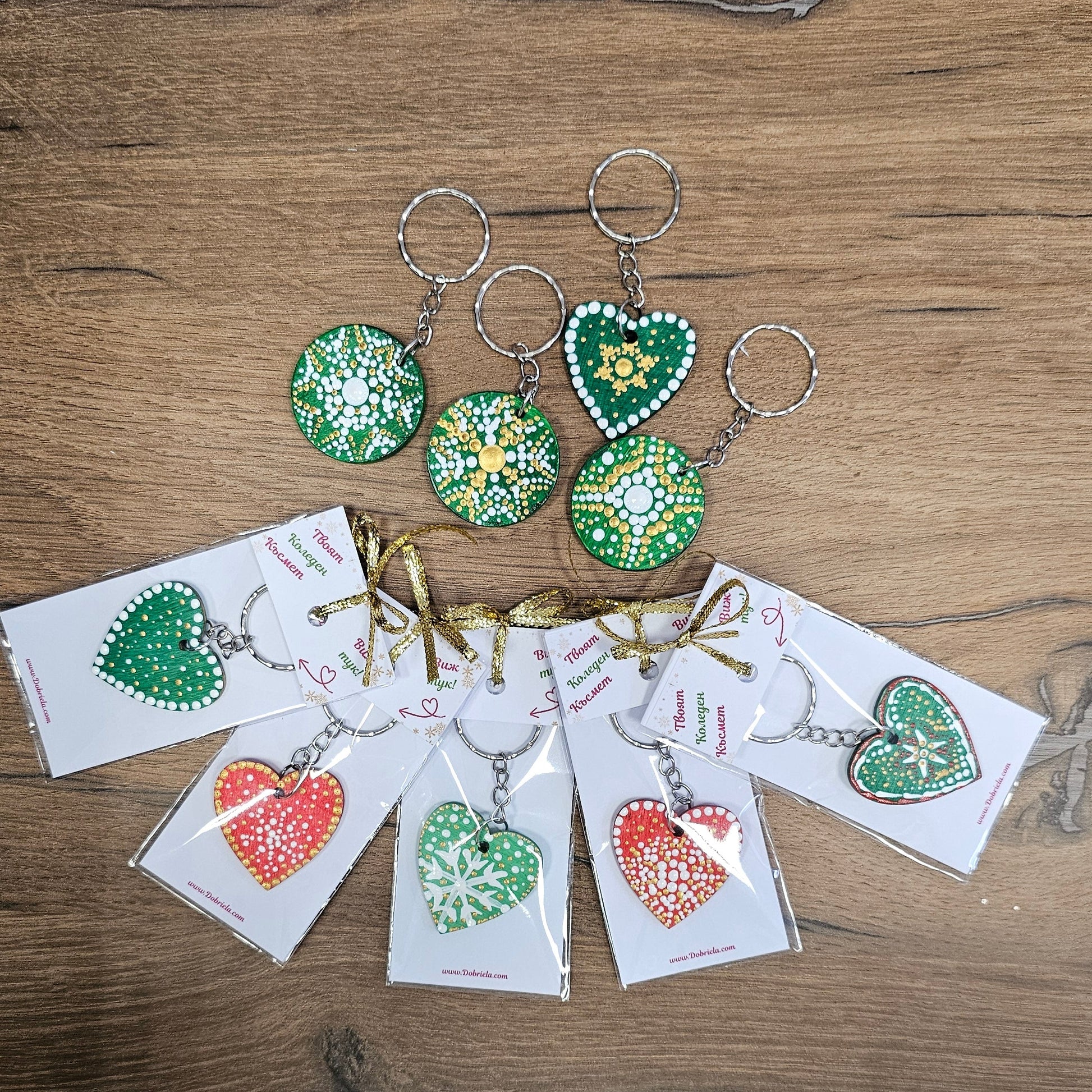 Ръчно рисуван ключодържател с Коледен късмет