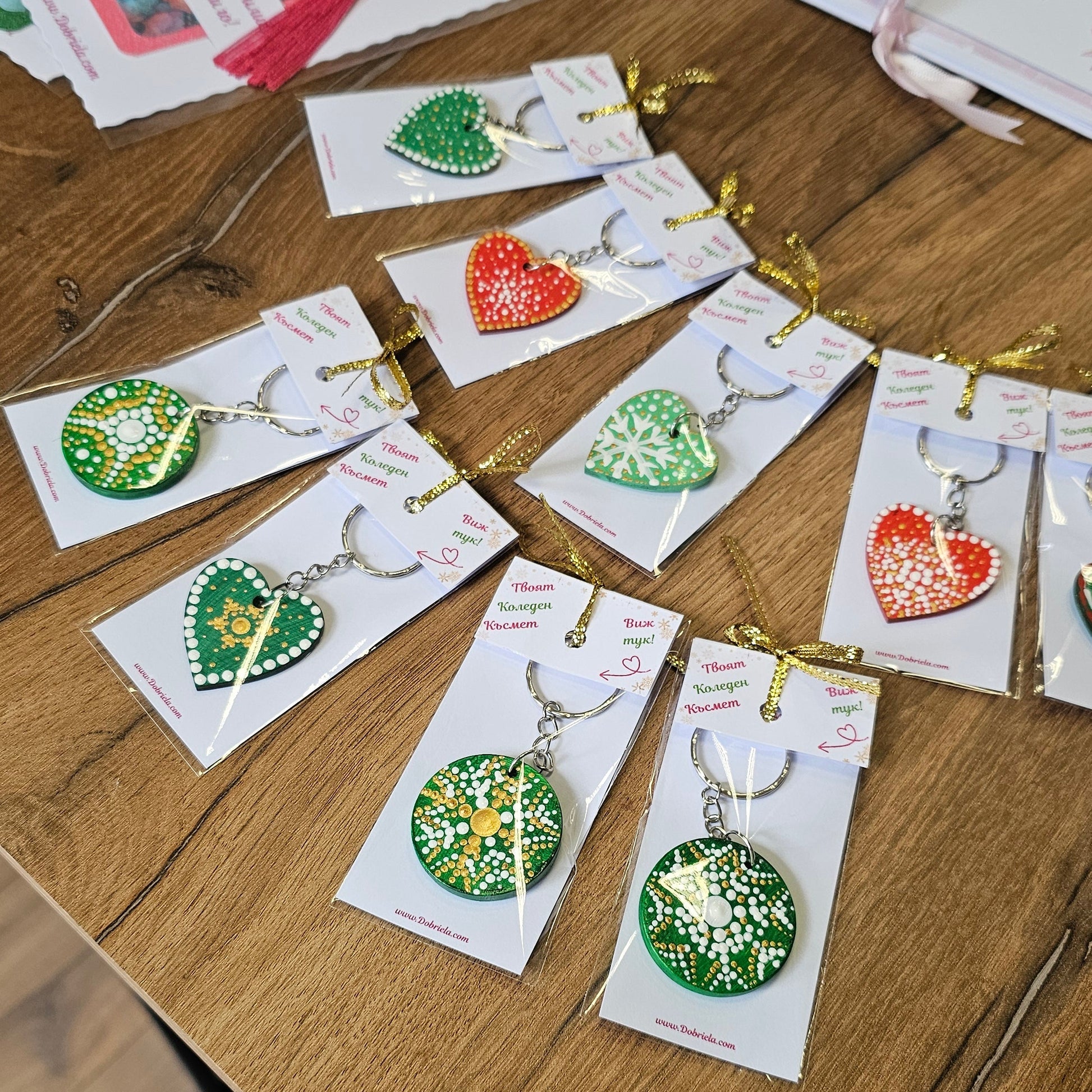 Ръчно рисуван ключодържател с Коледен късмет